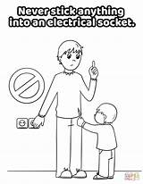 Coloring Socket Electrical Anything Pages Into Never Stick Safety Printable Fire Drawing sketch template