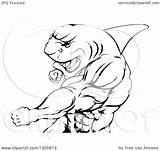 Shark Man Mascot Muscular Punching Mad Illustration Clipart Royalty Atstockillustration Vector sketch template