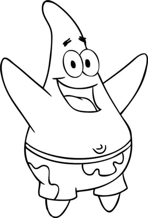 happy patrick star coloring page  printable coloring pages