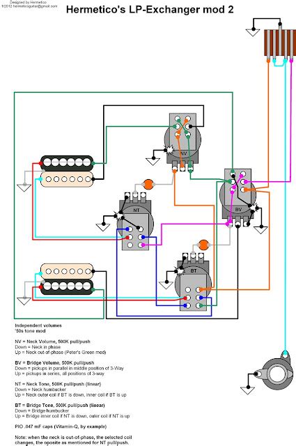 hermetico guitar wiring diagram hermeticos lp exchanger mod