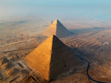 Giza Plateau Aerial View Of The Great Pyramids Of