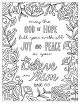 Coloring Bible Pages Printable Romans Hope Christian Verse God Colouring Scripture Adult Sheets Book Print Kids Peace Rocks Inspirational Etsy sketch template