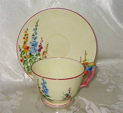 Crown Staffordshire Foxglove Floral Handle Teacup Set