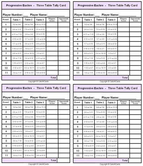 printable euchre score cards   players printable card