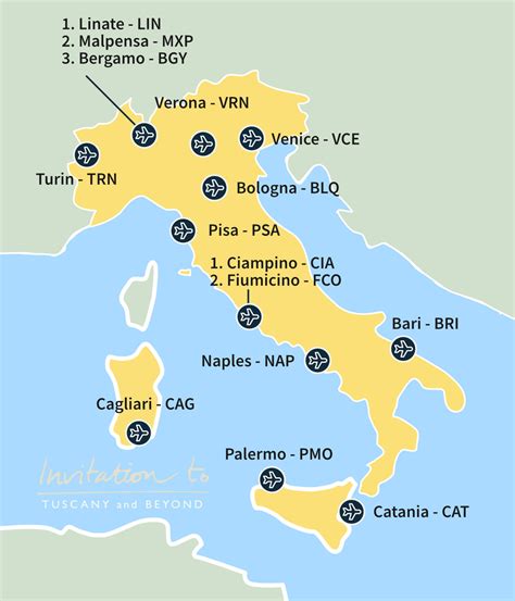 map  airports  italy list  main international italian airports