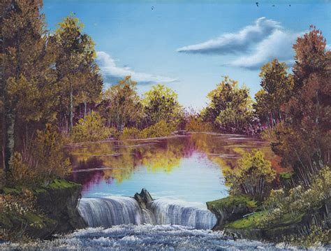 Bob Ross Authentic Original Waterfall Oil Painting