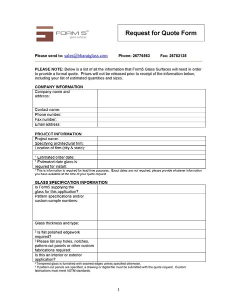 quote request form template excel