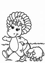 Baby Bop Coloring Pages Barney Walking Sheep Friend sketch template