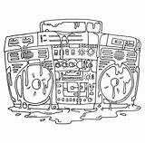 Boombox Drawing Hiphop 90s Hop Hip sketch template