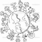 Around Coloring Children Pages Kids Holding Thinking Hands Cartoon Christmas Globe Cute Preschool Multicultural Earth Mandala Printable Drawing Holidays Racism sketch template