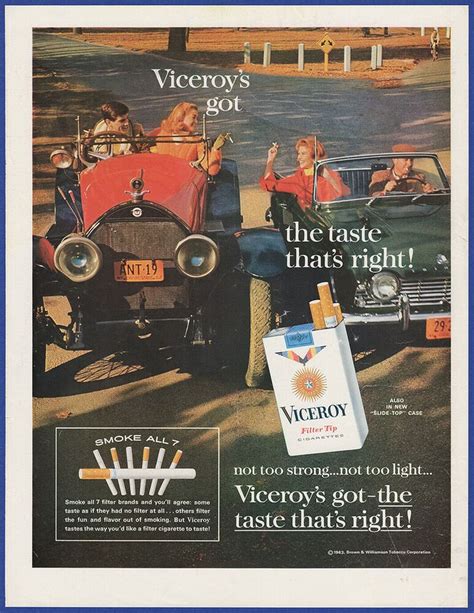 Vintage 1963 Viceroy Filter Tip Cigarettes Tobacco Smoking Print Ad 60