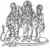 Coloring Rama Sita Hanuman Hindu Diwali Darbar Laxman Maa Devi Sketch Coloringhome Durga Clipground sketch template