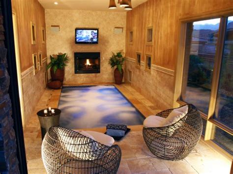 neutral indoor home spa  fireplace hgtv
