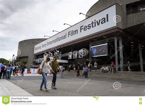 people in front of hotel thermal during karlovy vary international film festival on july 3 2016