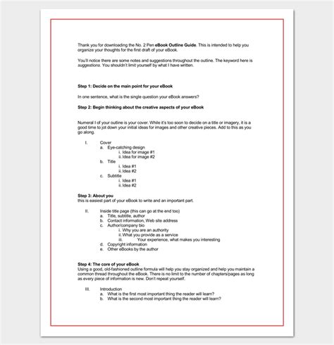 book outline template  samples examples  formats dotxes