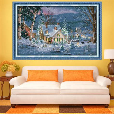 the snowy night of christmas counted cross stitch sets scenery cross