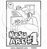 Coloring Nurse Pages Hospital Over Bed Sick Bending Book Clipart Handing Friendly Female Girl Her Balloon Illustration Nursing Andy Nortnik sketch template