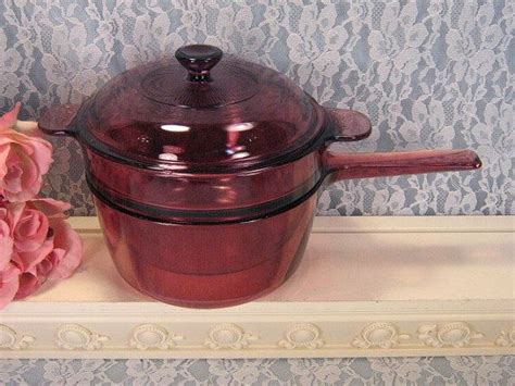 Corning Pyrex Cranberry Visions Glass Cookware By