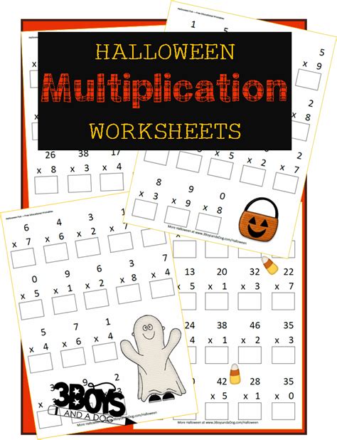 halloween multiplication worksheets  boys   dog