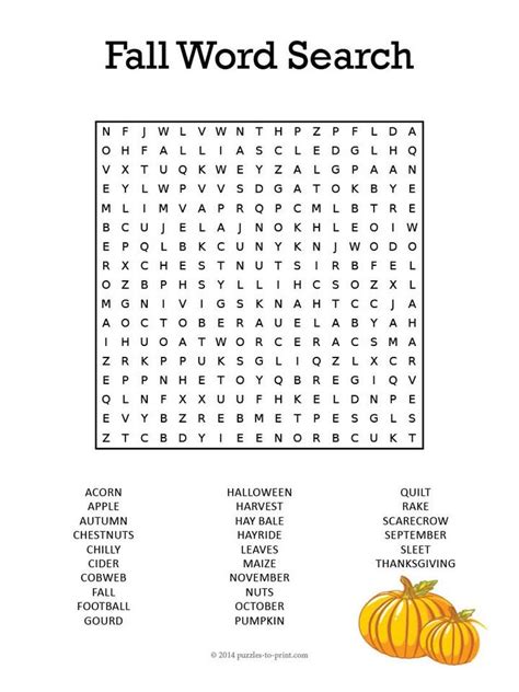 printable fall word search fall words fall word search word find