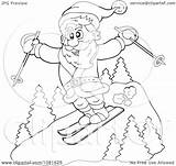 Skis Catching Outlined Santa Illustration Air Visekart Clipart Royalty Vector 2021 sketch template