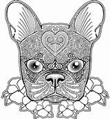 Coloring Pages Pug Boston Terrier Bulldog Dog French Printable Adults Adult Color Mandala Zentangle Print Dogs Animal Colouring Skull Getcolorings sketch template