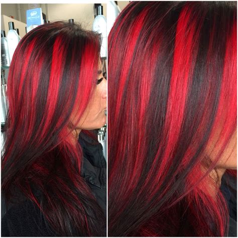chunky red highlights  athairbyangelaalberici long islandny red hair streaks red ombre hair