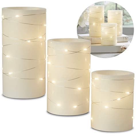 Laura Ashley 3 Piece Led Candle Set With Daily Timer Flameless Candles