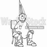 Lineart Djart Dunce Sitting Wearing Hat Chair Boy Royalty Clipart Illustration Vector Cartoon sketch template