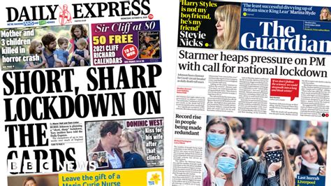 newspaper headlines short lockdown   cards  pressure grows  pm