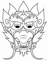 Dragon Chinese Year Mask Coloring Pages Printable Print Color sketch template