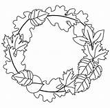 Coloring Fall Wreath Printable Autumn Pages Leaves Leaf Kids Print Printables Templates sketch template
