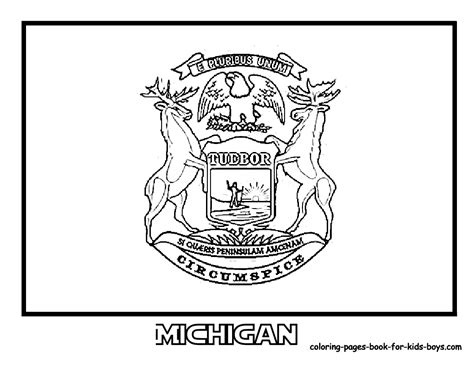 michigan state flag coloring page coloring home