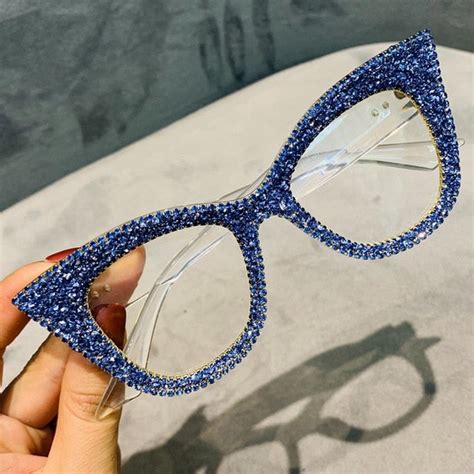olga rhinestones cat eye glasses frame fomoloo