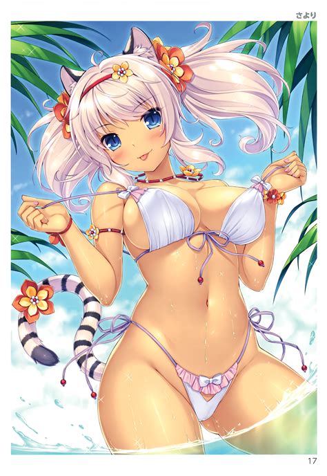 papel de parede anime garota do gato bikini meninas anime biquíni