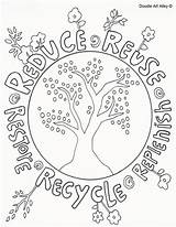 Recycle Coloring Earth Reduce Reuse Pages Doodle Kids Bin Alley Recycling Drawing Mother Pdf Print Social Sheets Save Color Kindergarten sketch template