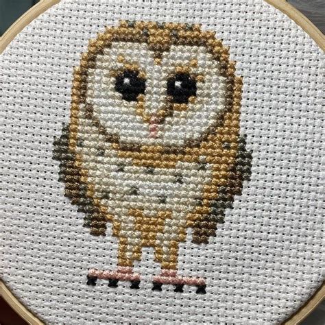 barn owl cross stitch pattern  barn owl embroidery etsy cross