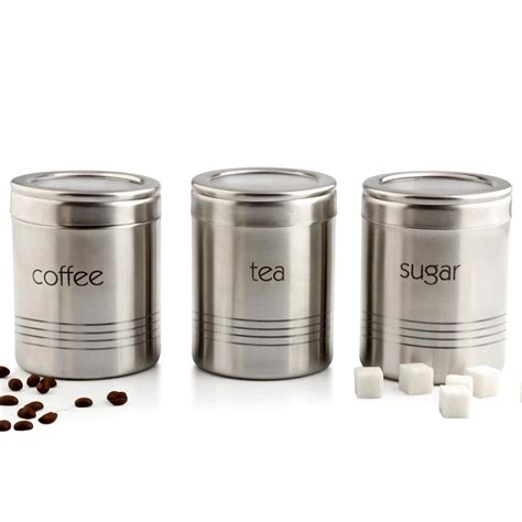 pc stainless steel coffeeteasugar canister set  deals