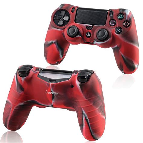 ps controller skin  insten camouflage camo navy red silicone skin case  sony playstation