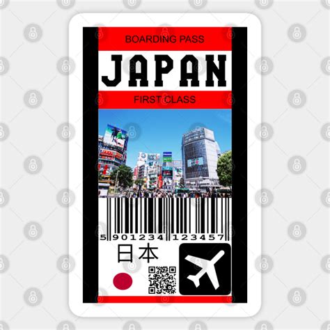 Japan Fist Class Boarding Pass Japan Sticker Teepublic