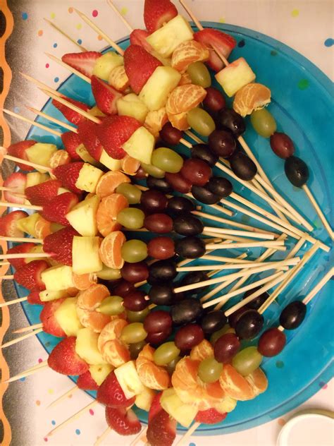 party foodrainbow fruit kabobs  creations pinterest