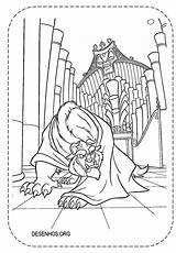 Fera Bestia Bela Colorea Monstro Castelo sketch template