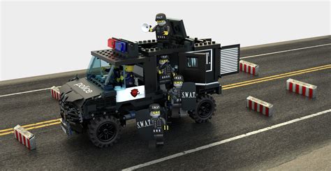 swat lego van  special squad officers  model rigged cgtrader