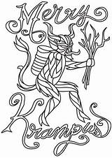 Krampus Coloring Merry Pdf Christmas Trace sketch template