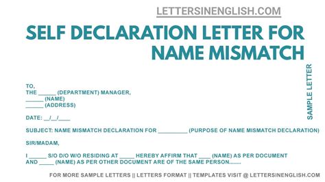declaration letter   mismatch  declaration