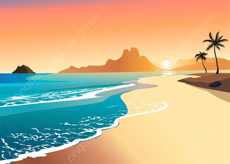 beach view  sunset vector background beach sunset summer