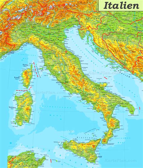 physische landkarte von italien