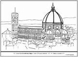 Coloring Florence Cathedral Brunelleschi Dome Drawings Lesson 97kb 256px sketch template