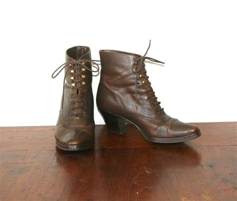 witch boots brown leather boots lace  boots sz