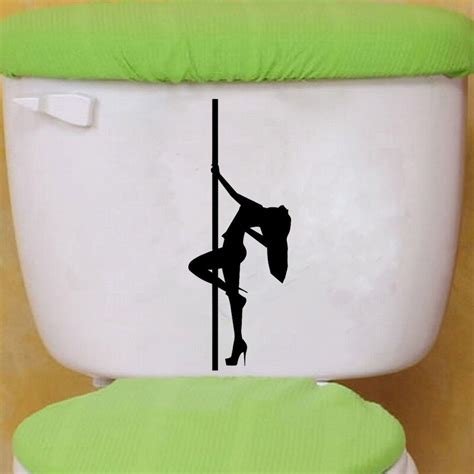 Sexy Girl Pole Dance Bathroom Vinyl Wall Toilet Stickers Decals 6ws0020